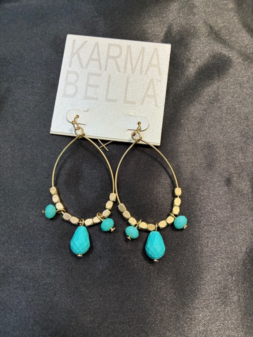 Karma Bella Gold Hoop Earrings with Turquoise Drops